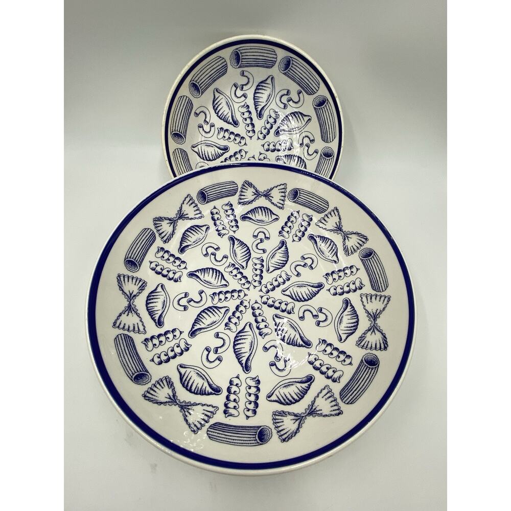 La Primula Set Of 2 Pasta Salad Serving Bowl 12” And 8” Soup Bowl Read Italy